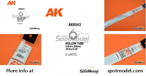 AK Interactive AK6543: Plasticard - Hollow tube 3.00 mm - 5 units (ref.  AK6543)