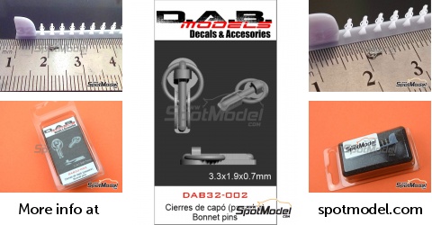 Cierre De Capó (Pasador B) - Pins Per Cofano In 3D Per Modelli 1/43, 1/32, 1/24