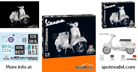 Kit de Montaje Maqueta Moto Vespa 125 Primavera Italeri 4633 Escala 1/9 