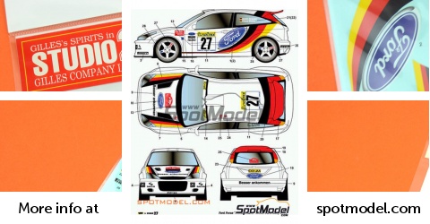Décalcomanies Studio 27 1/24 Ford Focus RS Allemande Monte-Carlo 2002 - Pour Kit Tamiya 4275, Neuf