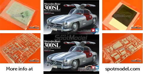 Mercedes-Benz 300SL Gullwing. Car scale model kit in 1/24 scale  manufactured by Tamiya (ref. TAM24338, also 4950344243389 and 24338)