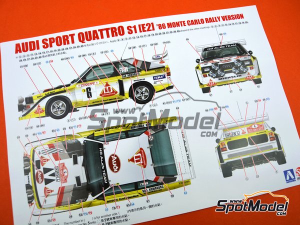 Image 20: Audi Quattro Sport S1 Group B HB Audi Team - Montecarlo Rally - Rallye Automobile de Monte-Carlo 1985 | Model car kit in 1/24 scale manufactured by Beemax Model Kits (ref. B24017, also 4905083103982 and 103982) Image 20: Audi Quattro Sport S1 Group B HB Audi Team - Montecarlo Rally - Rallye Automobile de Monte-Carlo 1985 | Model car kit in 1/24 scale manufactured by Beemax Model Kits (ref. B24017, also 4905083103982 and 103982)