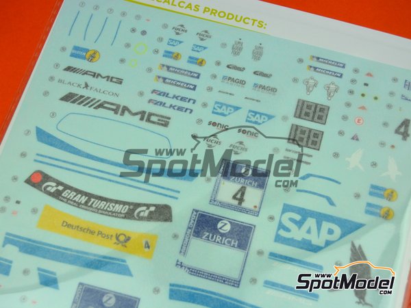 Image 10: Mercedes AMG GT3 AMG Team Black Falcon - 24 Hours Nürburgring 2016 | Marking / livery in 1/24 scale manufactured by Decalcas (ref. DCL-DEC010) Image 10: Mercedes AMG GT3 AMG Team Black Falcon - 24 Hours Nürburgring 2016 | Marking / livery in 1/24 scale manufactured by Decalcas (ref. DCL-DEC010)