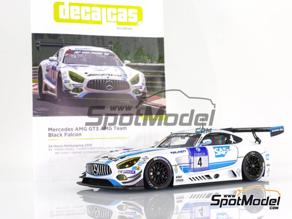 Image 16: Mercedes AMG GT3 AMG Team Black Falcon - 24 Hours Nürburgring 2016 | Marking / livery in 1/24 scale manufactured by Decalcas (ref. DCL-DEC010) Image 16: Mercedes AMG GT3 AMG Team Black Falcon - 24 Hours Nürburgring 2016 | Marking / livery in 1/24 scale manufactured by Decalcas (ref. DCL-DEC010)