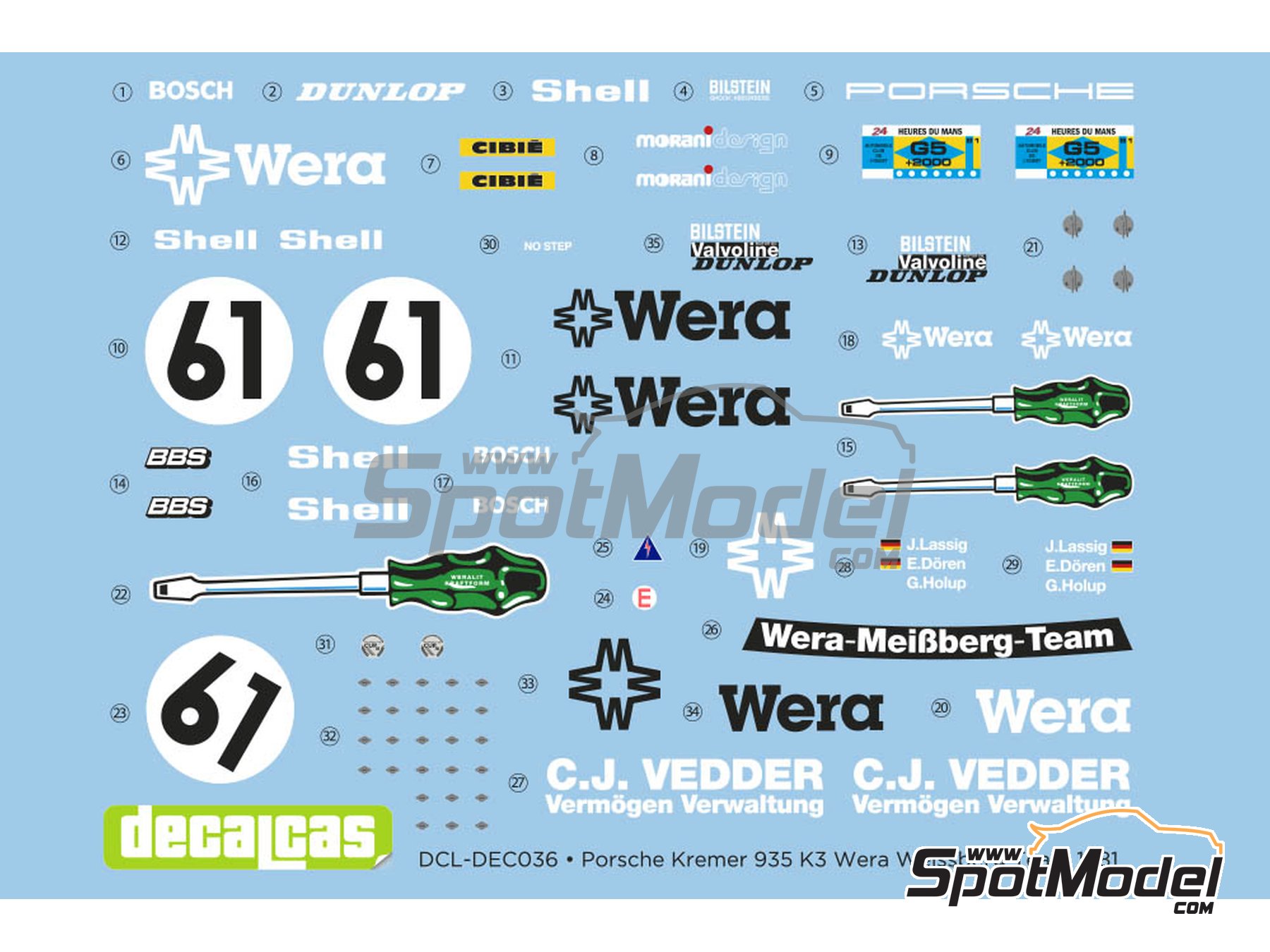 Image 5: Porsche Kremer 935 K3 Equipo Wera Weissberg patrocinado por Wera Weissberg - 24 Horas de Le Mans 1981 | Decoración en escala 1/24 fabricado por Decalcas (ref. DCL-DEC036) Image 5: Porsche Kremer 935 K3 Equipo Wera Weissberg patrocinado por Wera Weissberg - 24 Horas de Le Mans 1981 | Decoración en escala 1/24 fabricado por Decalcas (ref. DCL-DEC036)