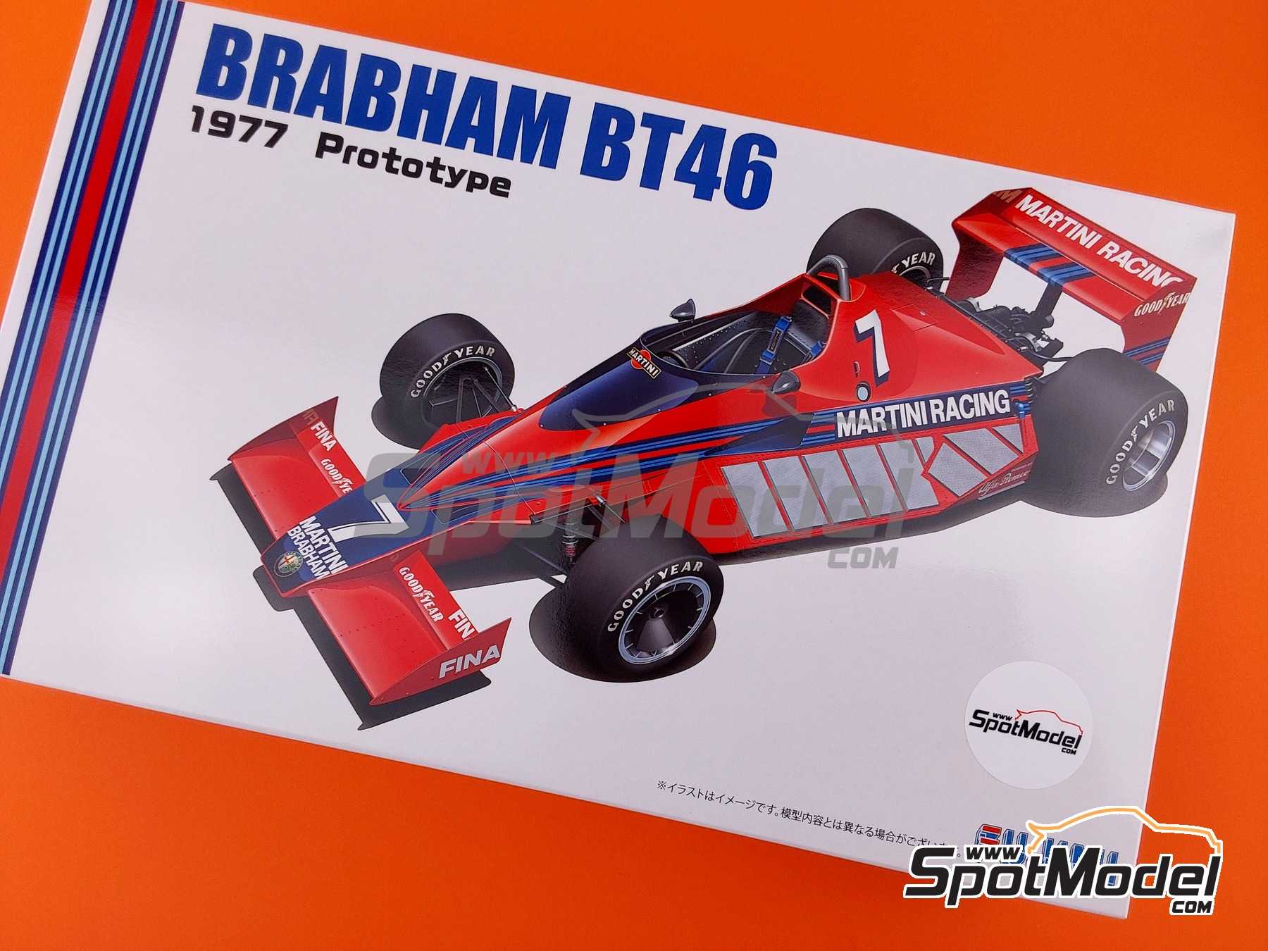 Image 2: Brabham BT46 Prototype sponsored by Martini Racing - 1977 | Car scale model kit in 1/20 scale manufactured by Fujimi (ref. FJ091853, also 4968728091853, 09185 and GP-58) Image 2: Brabham BT46 Prototype sponsored by Martini Racing - 1977 | Car scale model kit in 1/20 scale manufactured by Fujimi (ref. FJ091853, also 4968728091853, 09185 and GP-58)