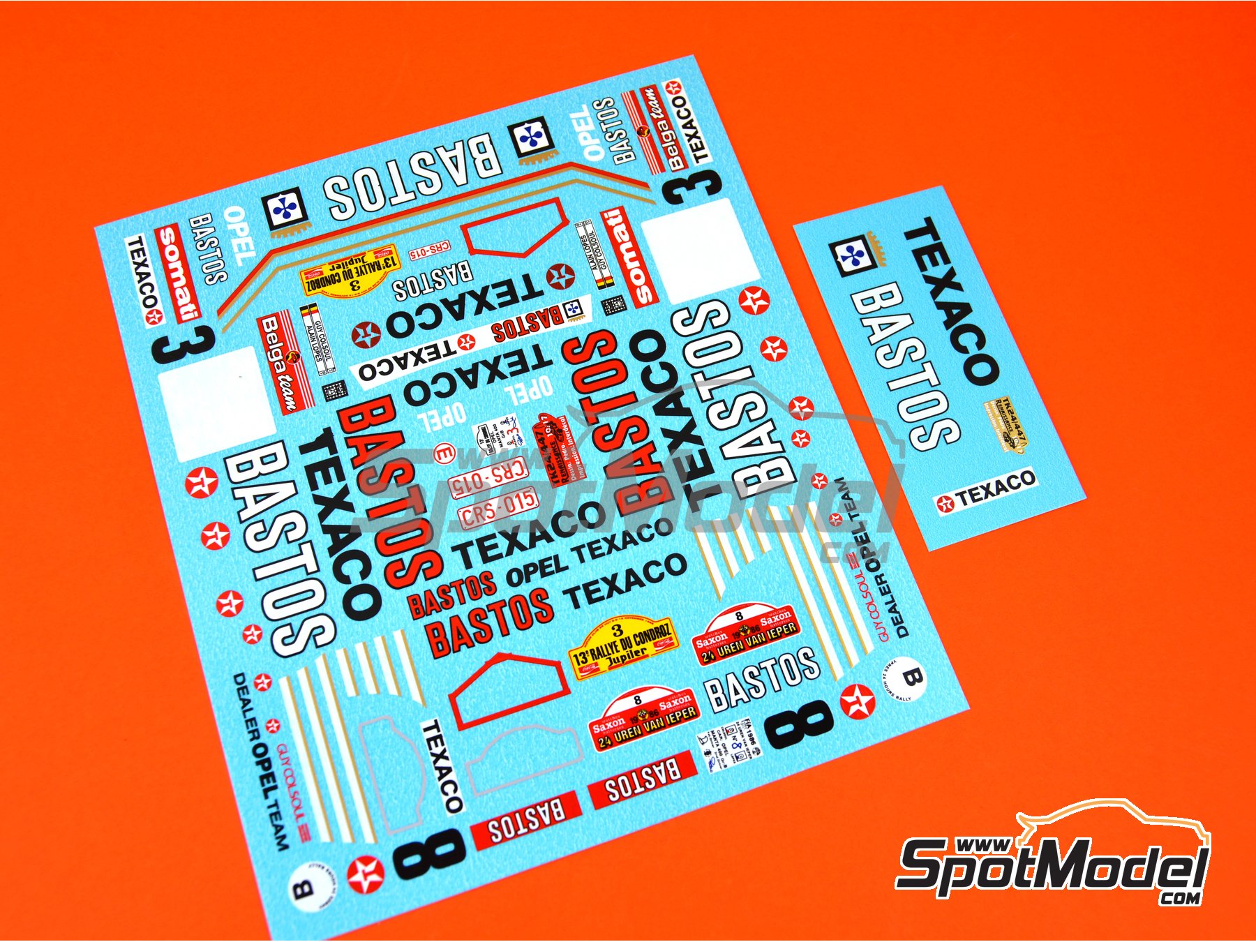 Image 3: Opel Manta 400 Group B Texaco Bastos - Condroz Rally, Ypres Rally 1986 | Marking / livery in 1/24 scale manufactured by Renaissance Models (ref. TK24-447) Image 3: Opel Manta 400 Group B Texaco Bastos - Condroz Rally, Ypres Rally 1986 | Marking / livery in 1/24 scale manufactured by Renaissance Models (ref. TK24-447)