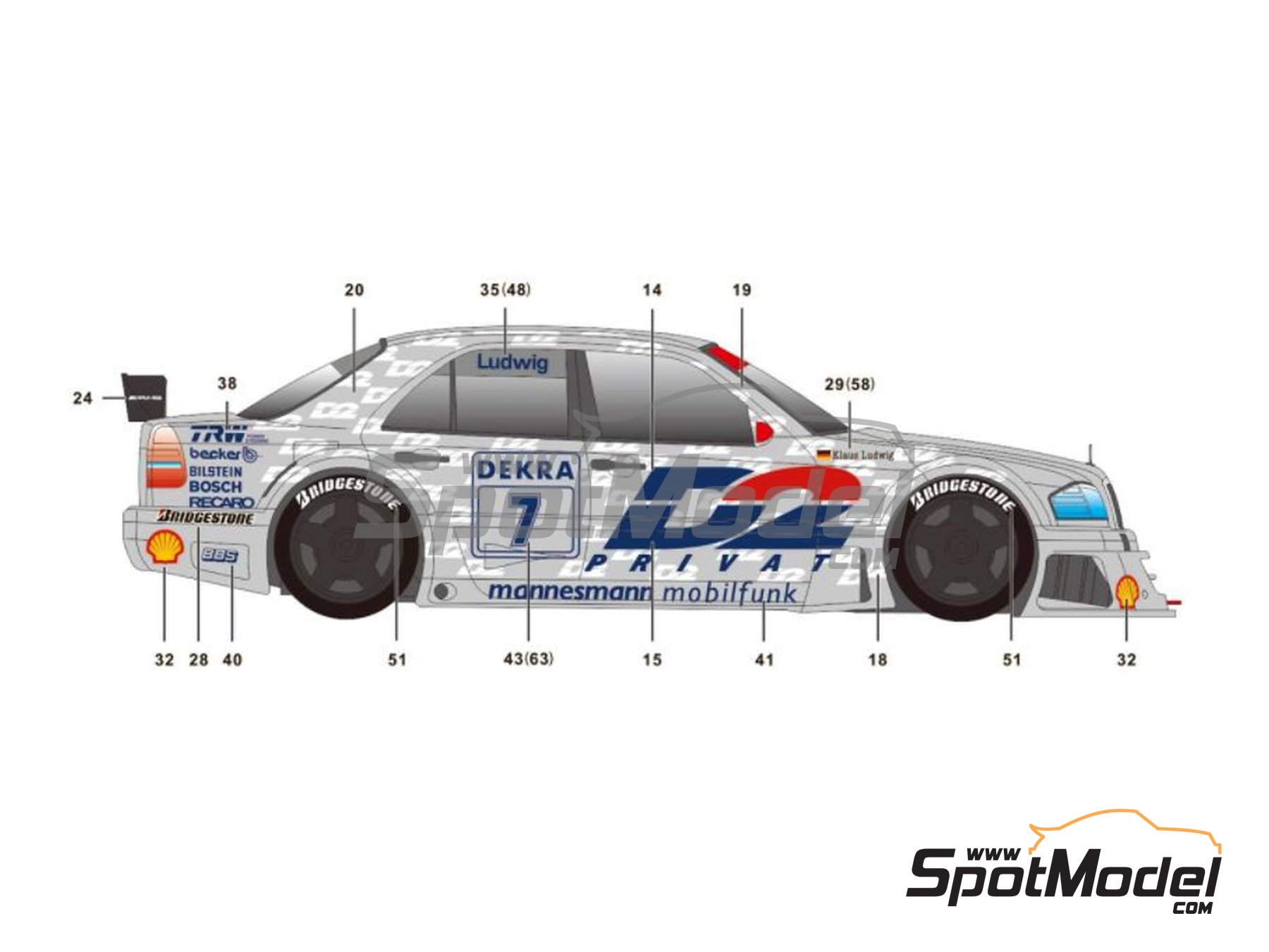Image 3: AMG Mercedes C-Class sponsored by D2 Privat - DTM - Deutsche Tourenwagen Masters 1994 | Marking / livery in 1/24 scale manufactured by SK Decals (ref. SK-24127, also SK24127) Image 3: AMG Mercedes C-Class sponsored by D2 Privat - DTM - Deutsche Tourenwagen Masters 1994 | Marking / livery in 1/24 scale manufactured by SK Decals (ref. SK-24127, also SK24127)