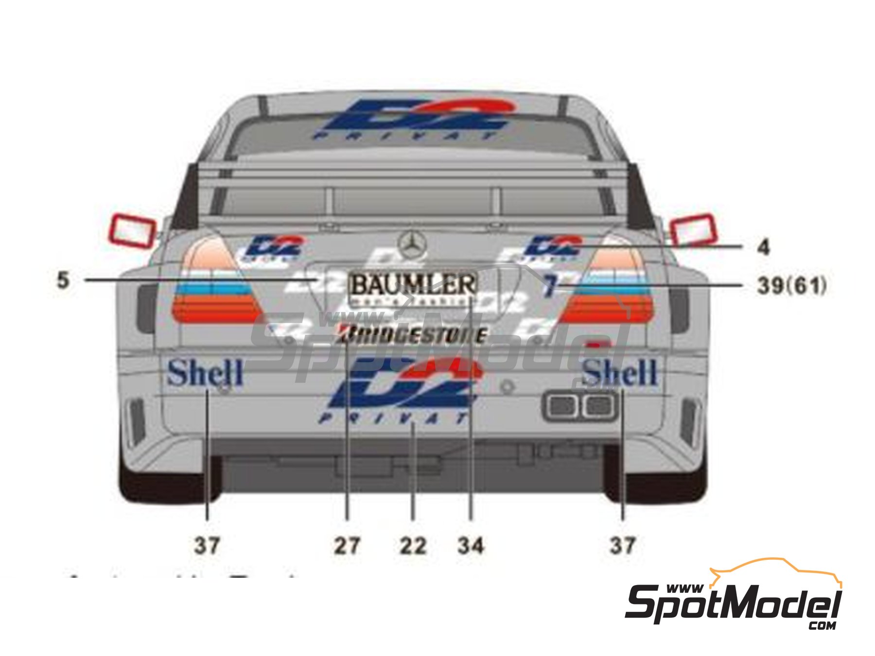 Image 5: AMG Mercedes C-Class sponsored by D2 Privat - DTM - Deutsche Tourenwagen Masters 1994 | Marking / livery in 1/24 scale manufactured by SK Decals (ref. SK-24127, also SK24127) Image 5: AMG Mercedes C-Class sponsored by D2 Privat - DTM - Deutsche Tourenwagen Masters 1994 | Marking / livery in 1/24 scale manufactured by SK Decals (ref. SK-24127, also SK24127)