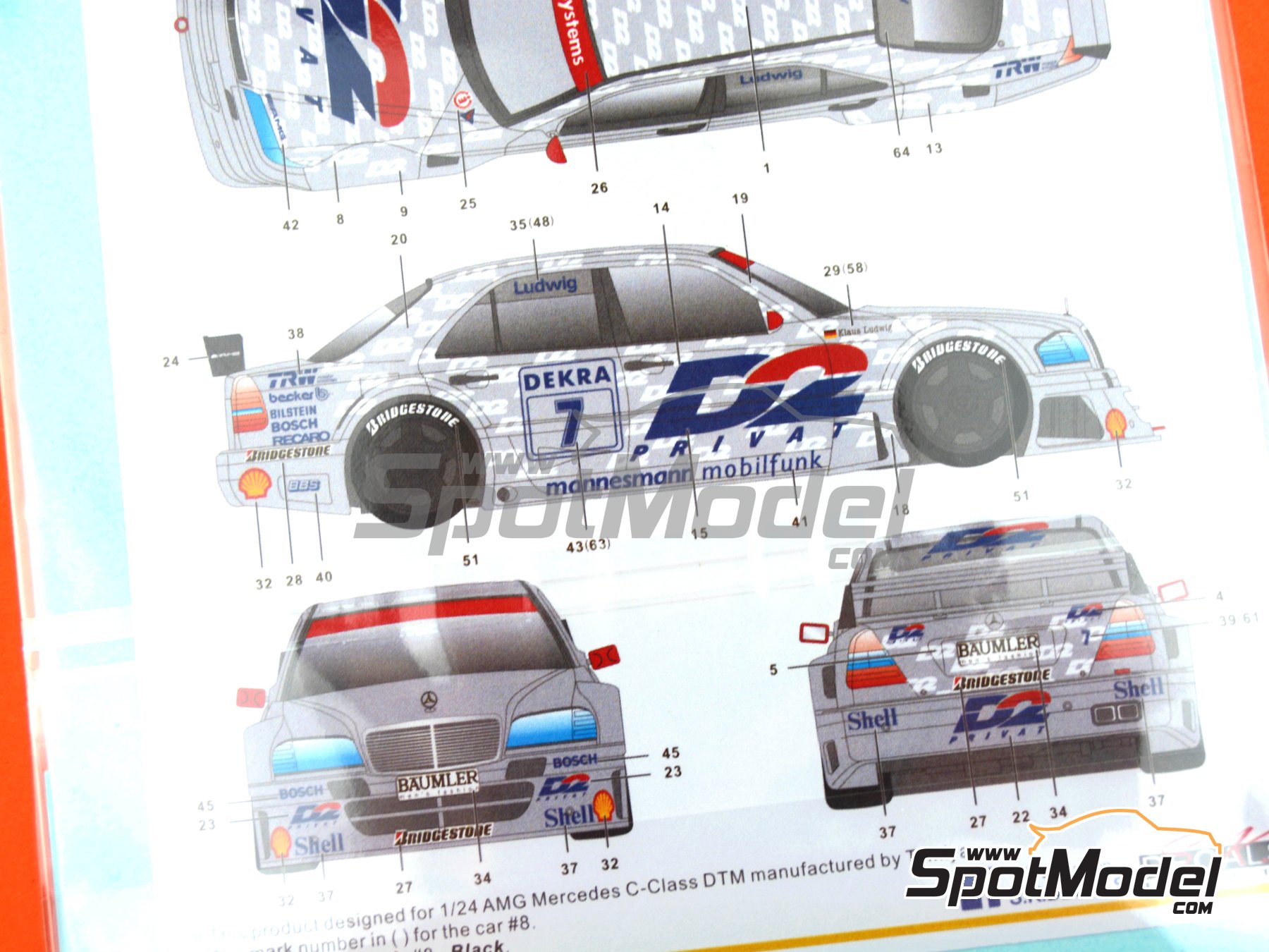 Image 15: AMG Mercedes C-Class sponsored by D2 Privat - DTM - Deutsche Tourenwagen Masters 1994 | Marking / livery in 1/24 scale manufactured by SK Decals (ref. SK-24127, also SK24127) Image 15: AMG Mercedes C-Class sponsored by D2 Privat - DTM - Deutsche Tourenwagen Masters 1994 | Marking / livery in 1/24 scale manufactured by SK Decals (ref. SK-24127, also SK24127)
