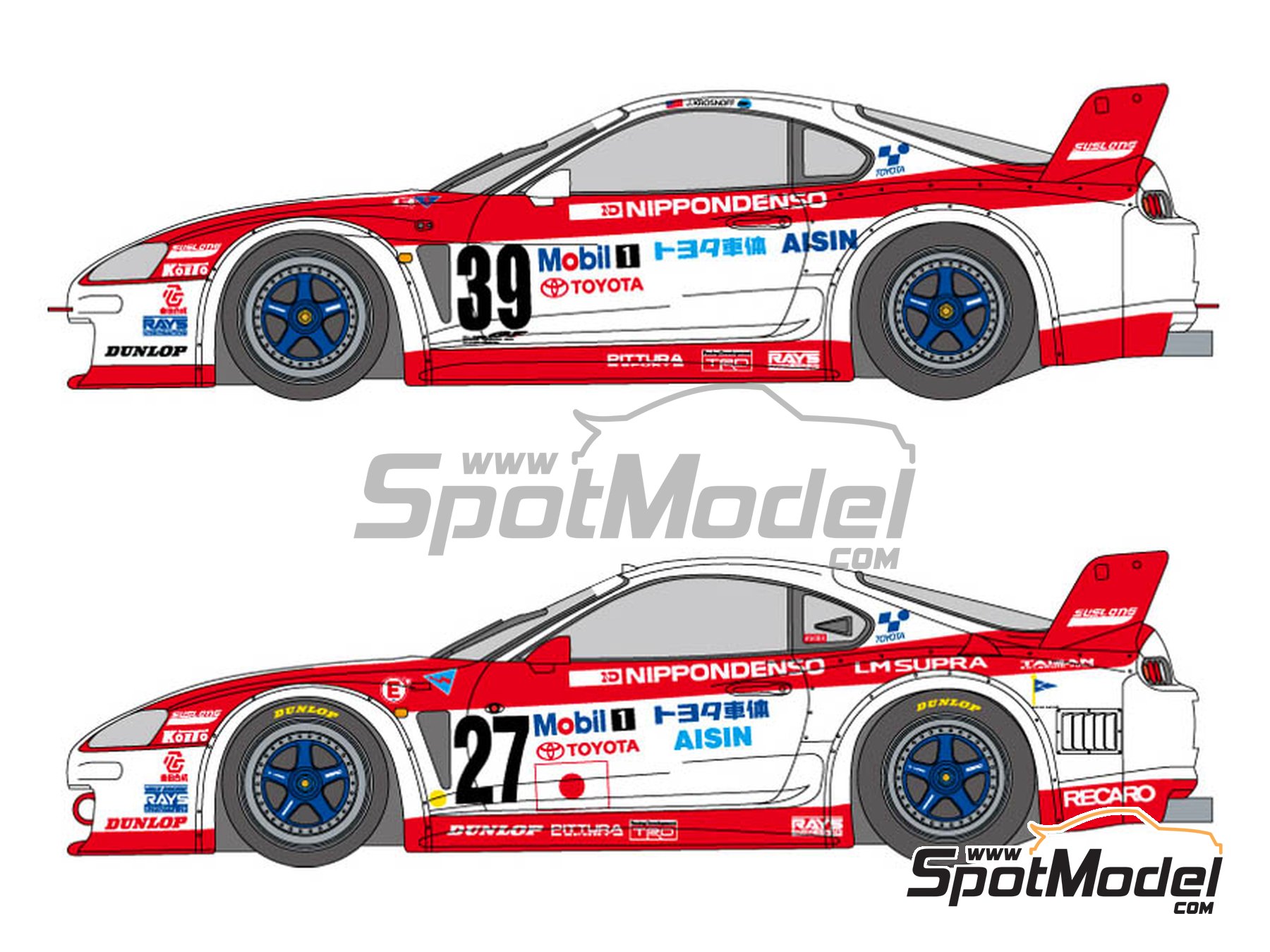Image 9: Toyota Supra GT Aisin - 24 Hours Le Mans 1995 | Marking / livery in 1/24 scale manufactured by Shunko Models (ref. SHK-D161) Image 9: Toyota Supra GT Aisin - 24 Hours Le Mans 1995 | Marking / livery in 1/24 scale manufactured by Shunko Models (ref. SHK-D161)