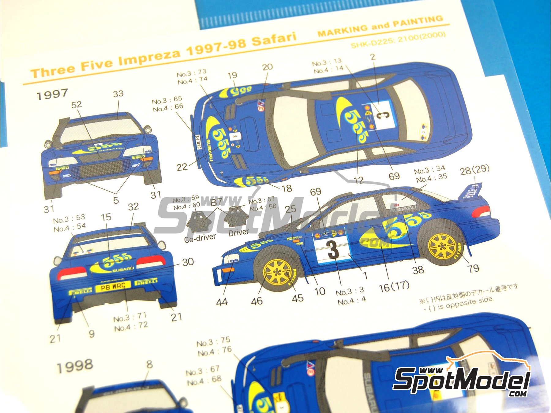 Image 3: Subaru Impreza WRC 555 - Safari Rally 1997 and 1998 | Marking / livery in 1/24 scale manufactured by Shunko Models (ref. SHK-D225) Image 3: Subaru Impreza WRC 555 - Safari Rally 1997 and 1998 | Marking / livery in 1/24 scale manufactured by Shunko Models (ref. SHK-D225)
