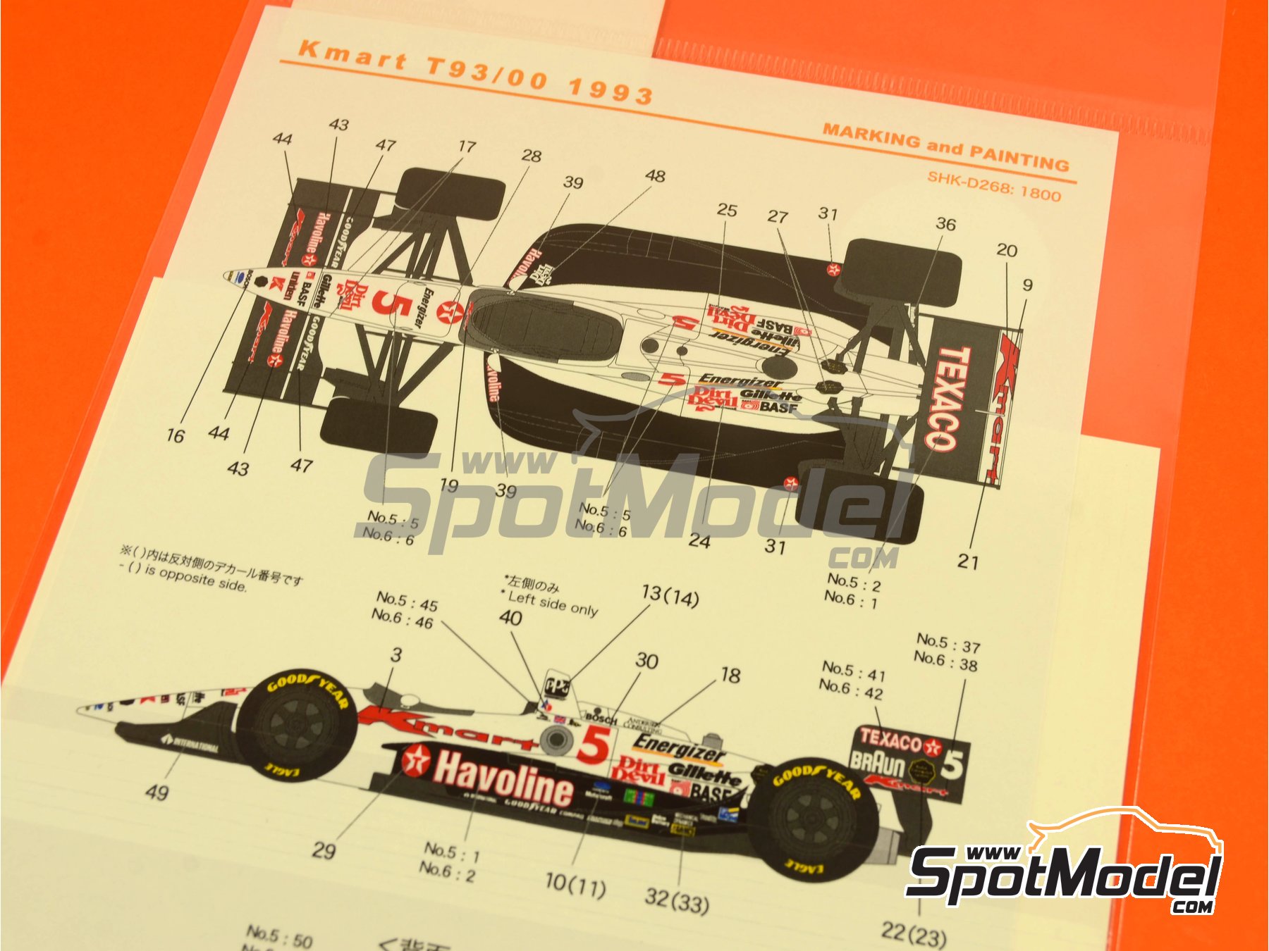 Image 5: Lola Ford T93/00 Havoline Texaco - CART IndyCar World Series 1993 | Marking / livery in 1/20 scale manufactured by Shunko Models (ref. SHK-D268) Image 5: Lola Ford T93/00 Havoline Texaco - CART IndyCar World Series 1993 | Marking / livery in 1/20 scale manufactured by Shunko Models (ref. SHK-D268)