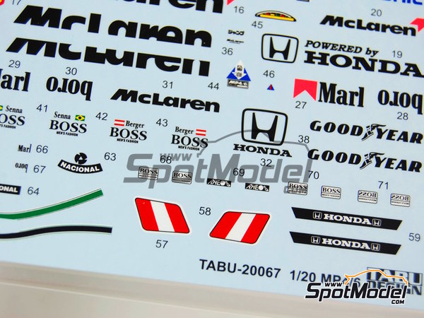 Image 2: McLaren Honda MP4/6 Marlboro - FIA Formula 1 World Championship 1991 | Marking / livery in 1/20 scale manufactured by Tabu Design (ref. TABU20067) Image 2: McLaren Honda MP4/6 Marlboro - FIA Formula 1 World Championship 1991 | Marking / livery in 1/20 scale manufactured by Tabu Design (ref. TABU20067)
