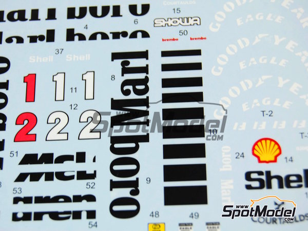 Image 5: McLaren Honda MP4/6 Marlboro - FIA Formula 1 World Championship 1991 | Marking / livery in 1/20 scale manufactured by Tabu Design (ref. TABU20067) Image 5: McLaren Honda MP4/6 Marlboro - FIA Formula 1 World Championship 1991 | Marking / livery in 1/20 scale manufactured by Tabu Design (ref. TABU20067)
