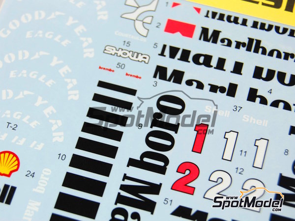 Image 6: McLaren Honda MP4/6 Marlboro - FIA Formula 1 World Championship 1991 | Marking / livery in 1/20 scale manufactured by Tabu Design (ref. TABU20067) Image 6: McLaren Honda MP4/6 Marlboro - FIA Formula 1 World Championship 1991 | Marking / livery in 1/20 scale manufactured by Tabu Design (ref. TABU20067)