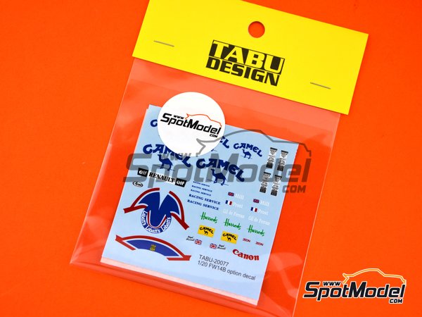 Image 1: Williams Renault FW14B Camel - FIA Formula 1 World Championship 1992 | Marking / livery in 1/20 scale manufactured by Tabu Design (ref. TABU20077) Image 1: Williams Renault FW14B Camel - FIA Formula 1 World Championship 1992 | Marking / livery in 1/20 scale manufactured by Tabu Design (ref. TABU20077)