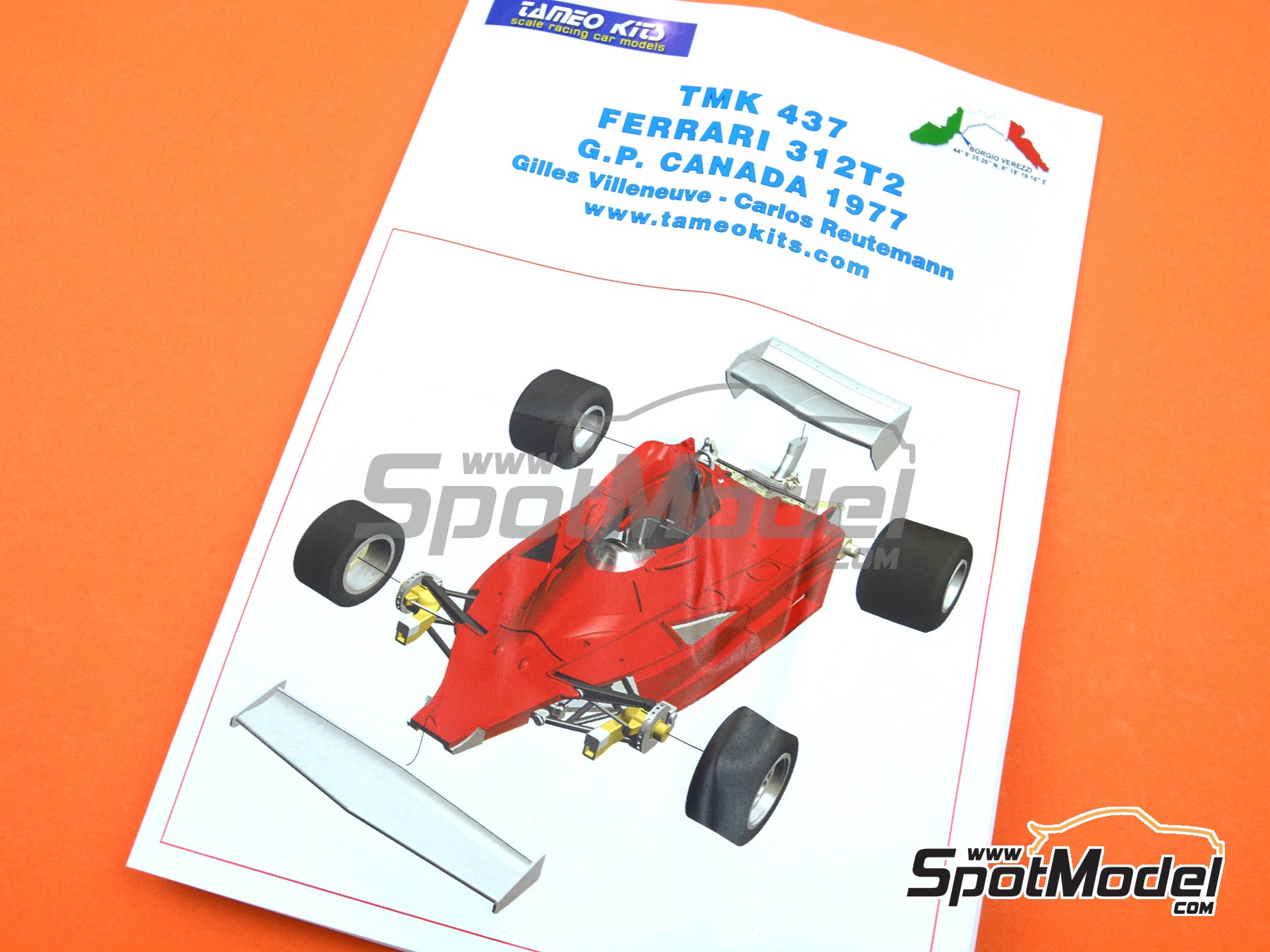 Image 9: Ferrari 312 T2 Scuderia Ferrari Team sponsored by Agip - Canadian Formula 1 Grand Prix 1977 | Car scale model kit in 1/43 scale manufactured by Tameo Kits (ref. TMK437) Image 9: Ferrari 312 T2 Scuderia Ferrari Team sponsored by Agip - Canadian Formula 1 Grand Prix 1977 | Car scale model kit in 1/43 scale manufactured by Tameo Kits (ref. TMK437)