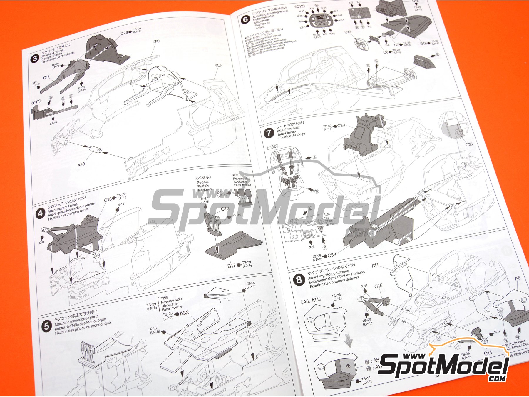 Image 32: Toyota TS050 Hybrid sponsored by Gazoo Racing - 24 Hours Le Mans 2018 | Car scale model kit in 1/24 scale manufactured by Tamiya (ref. TAM24349, also 4950344243495 and 24349) Image 32: Toyota TS050 Hybrid sponsored by Gazoo Racing - 24 Hours Le Mans 2018 | Car scale model kit in 1/24 scale manufactured by Tamiya (ref. TAM24349, also 4950344243495 and 24349)