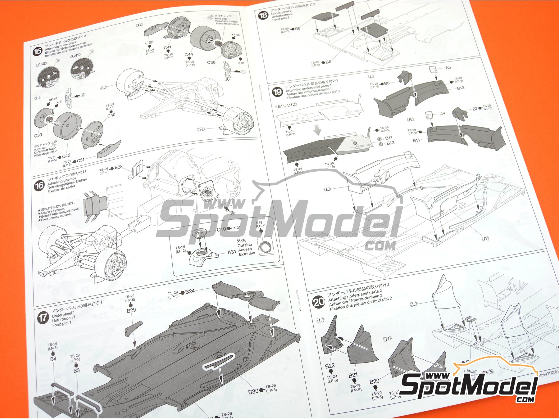 Image 33: Toyota TS050 Hybrid sponsored by Gazoo Racing - 24 Hours Le Mans 2018 | Car scale model kit in 1/24 scale manufactured by Tamiya (ref. TAM24349, also 4950344243495 and 24349) Image 33: Toyota TS050 Hybrid sponsored by Gazoo Racing - 24 Hours Le Mans 2018 | Car scale model kit in 1/24 scale manufactured by Tamiya (ref. TAM24349, also 4950344243495 and 24349)