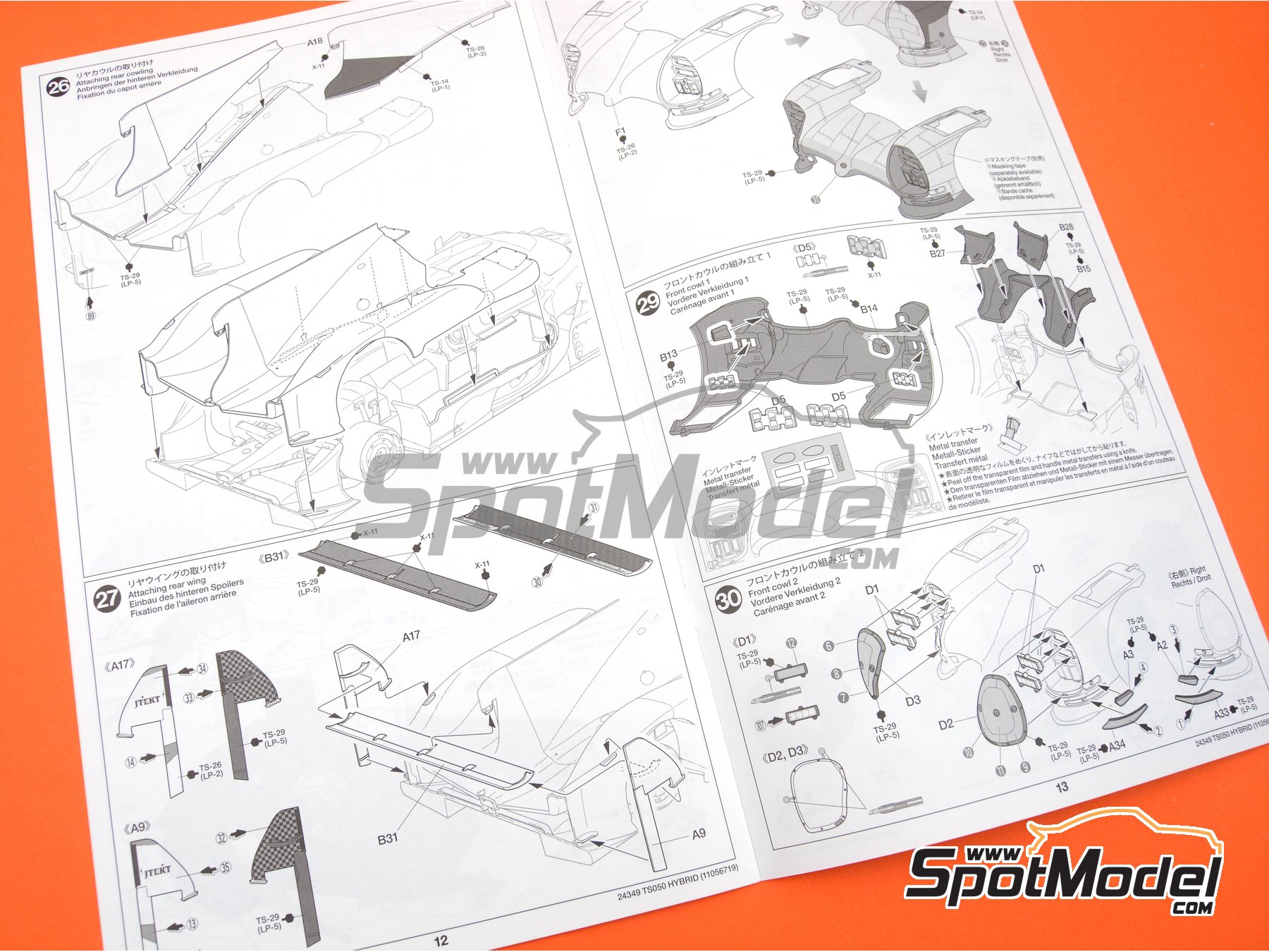 Image 34: Toyota TS050 Hybrid sponsored by Gazoo Racing - 24 Hours Le Mans 2018 | Car scale model kit in 1/24 scale manufactured by Tamiya (ref. TAM24349, also 4950344243495 and 24349) Image 34: Toyota TS050 Hybrid sponsored by Gazoo Racing - 24 Hours Le Mans 2018 | Car scale model kit in 1/24 scale manufactured by Tamiya (ref. TAM24349, also 4950344243495 and 24349)