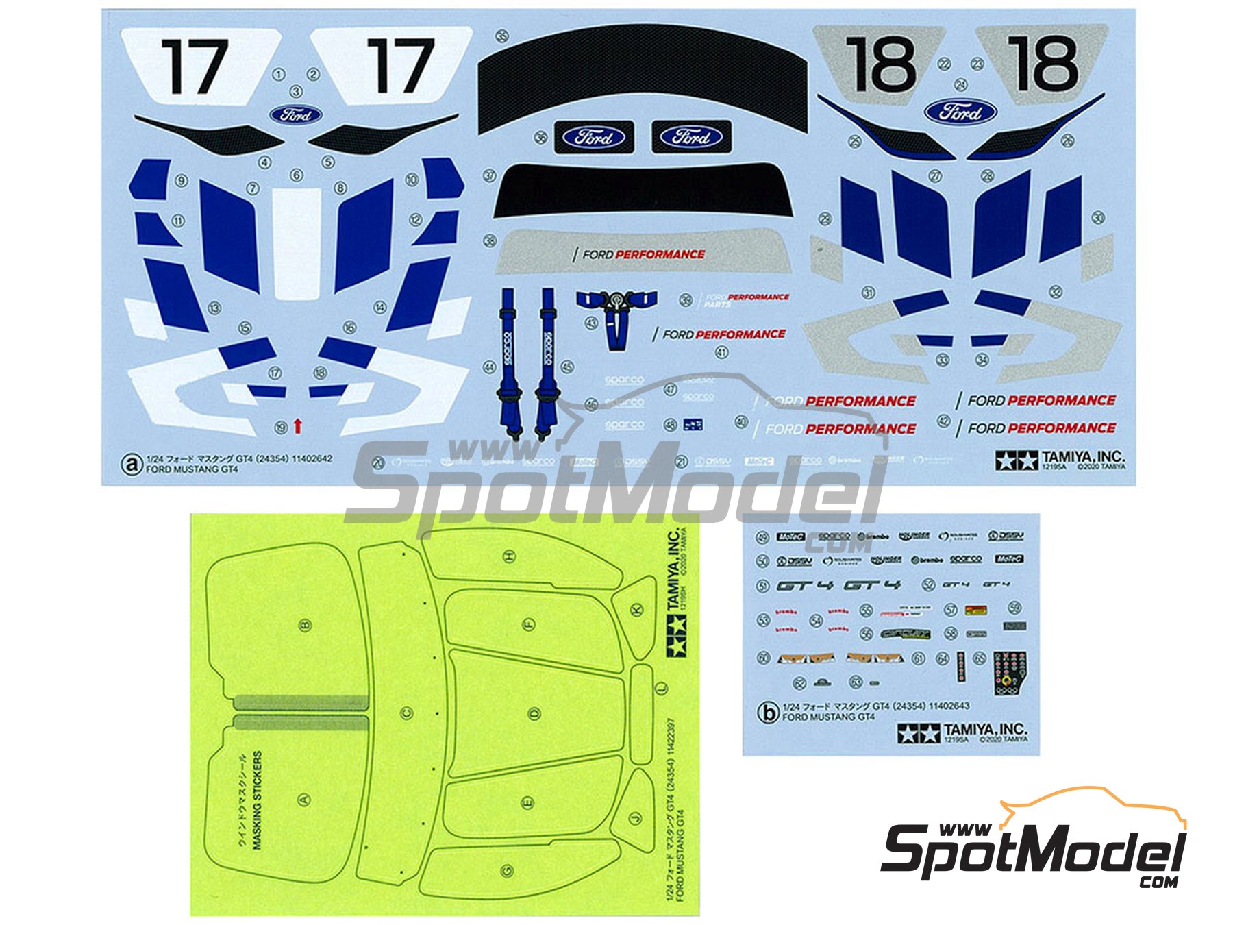 Image 12: Ford Mustang GT4 - Goodwood Festival of Speed 2017 | Car scale model kit in 1/24 scale manufactured by Tamiya (ref. TAM24354, also 4950344243549 and 24354) Image 12: Ford Mustang GT4 - Goodwood Festival of Speed 2017 | Car scale model kit in 1/24 scale manufactured by Tamiya (ref. TAM24354, also 4950344243549 and 24354)