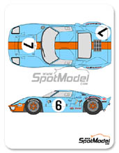 Calcas 1/24 Shunko Models - Ford GT40 Gulf - N 6, 7 - 24 Horas de Le Mans 1969 para kit de Fujimi