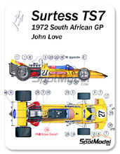 Car kit 1/43 by This Way Up - Surtees TS7 Team Gunston - N 27 - John Love - South African Grand Prix 1972 - metal model kit