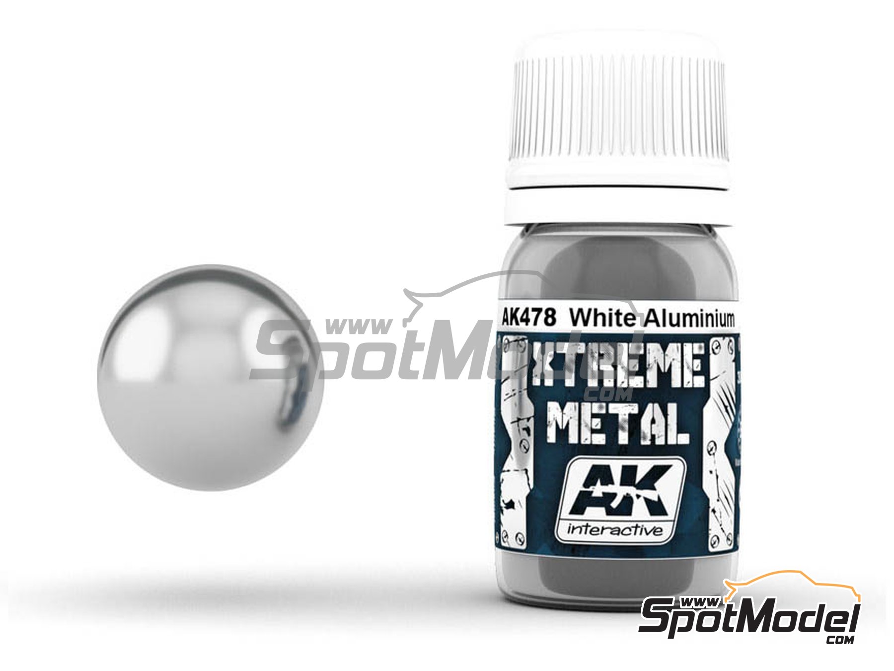 Image 1: White aluminium - 1 x 30ml | Xtreme metal paint manufactured by AK Interactive (ref.&nbsp;AK-478, also 8436535574785 and AK478)