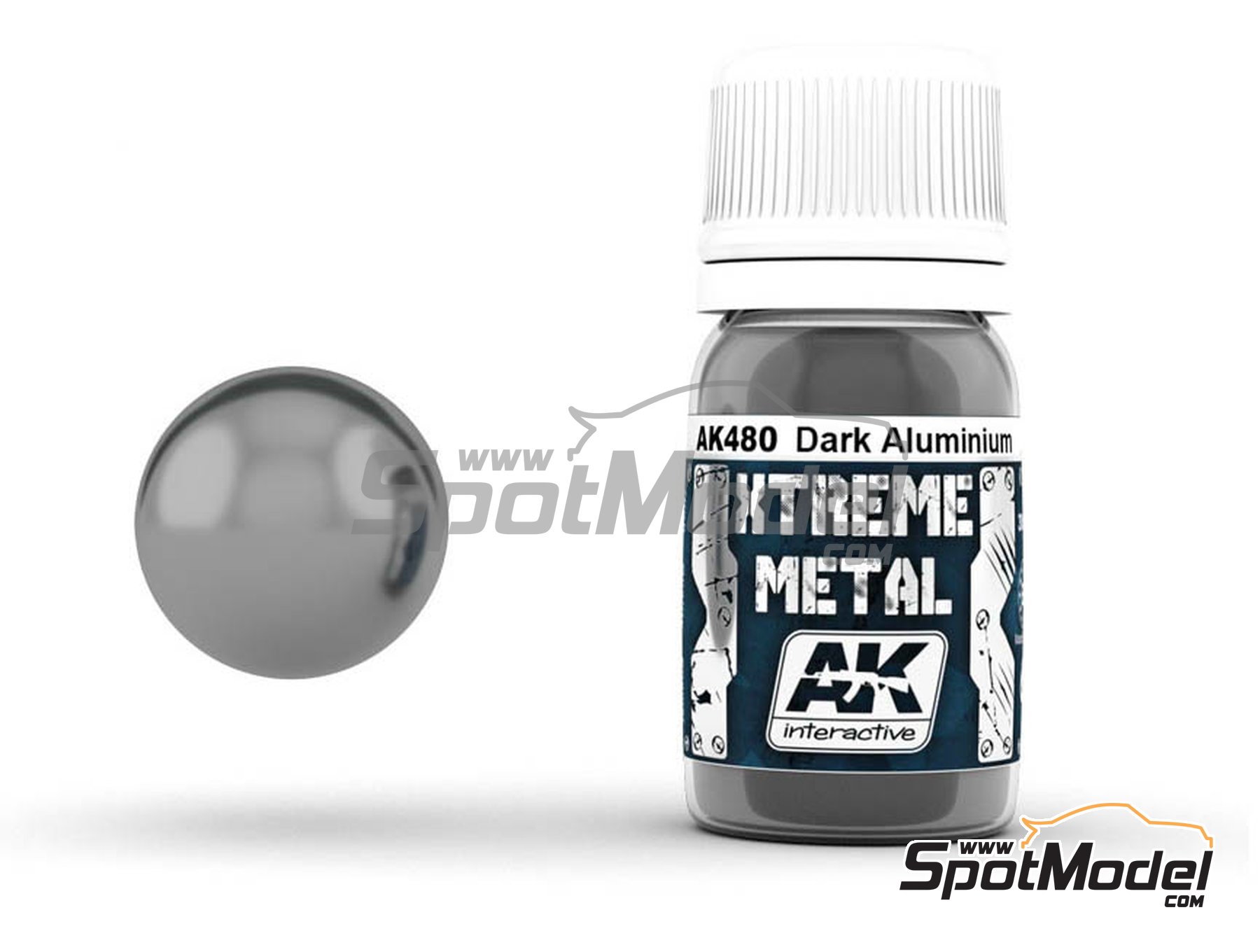 Image 1: Dark aluminium - 1 x 30ml | Xtreme metal paint manufactured by AK Interactive (ref.&nbsp;AK-480, also 8436535574808 and AK480)