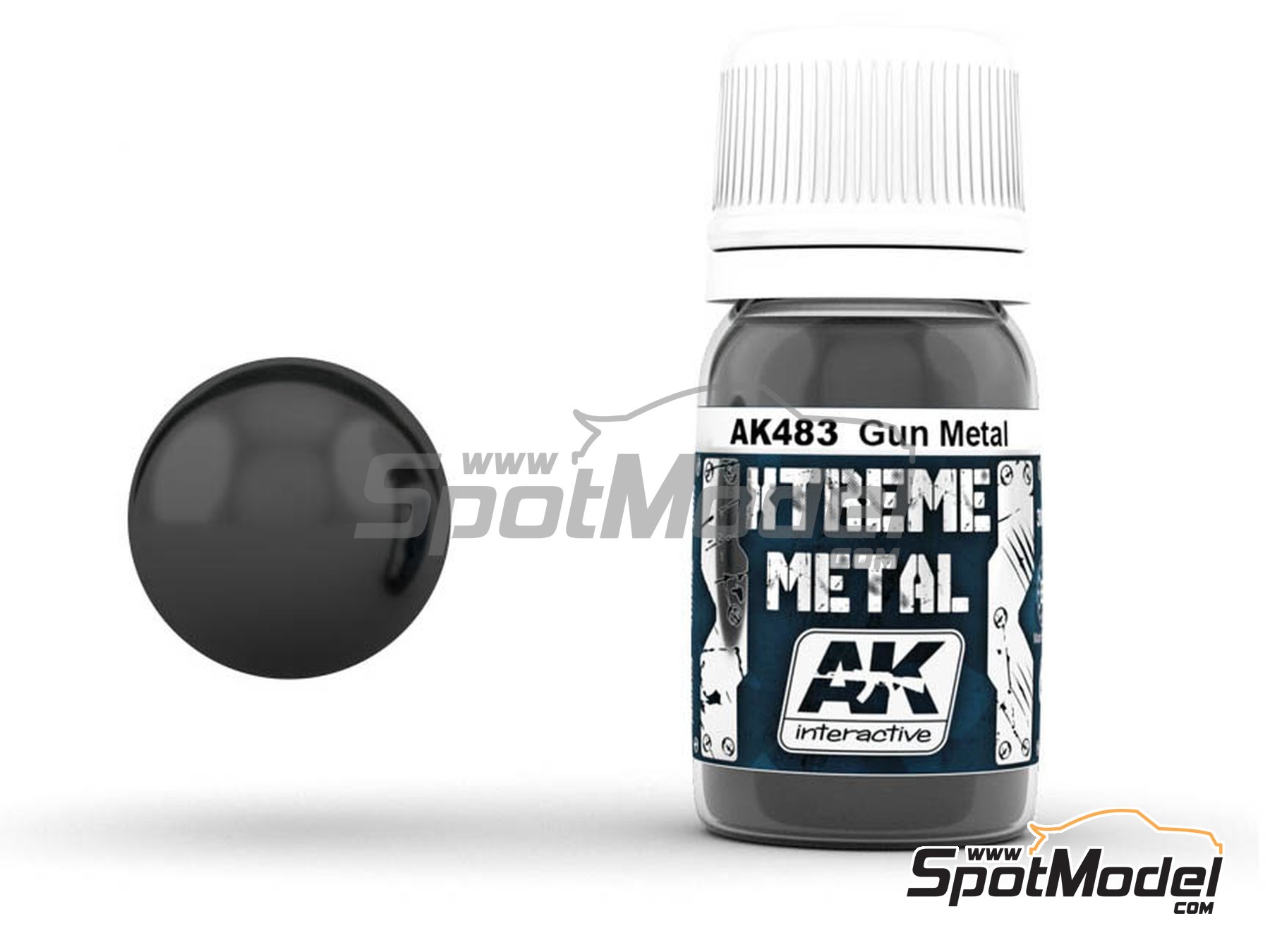Image 1: Gun metal - 1 x 30ml | Xtreme metal paint manufactured by AK Interactive (ref.&nbsp;AK-483, also 8436535574839 and AK483)