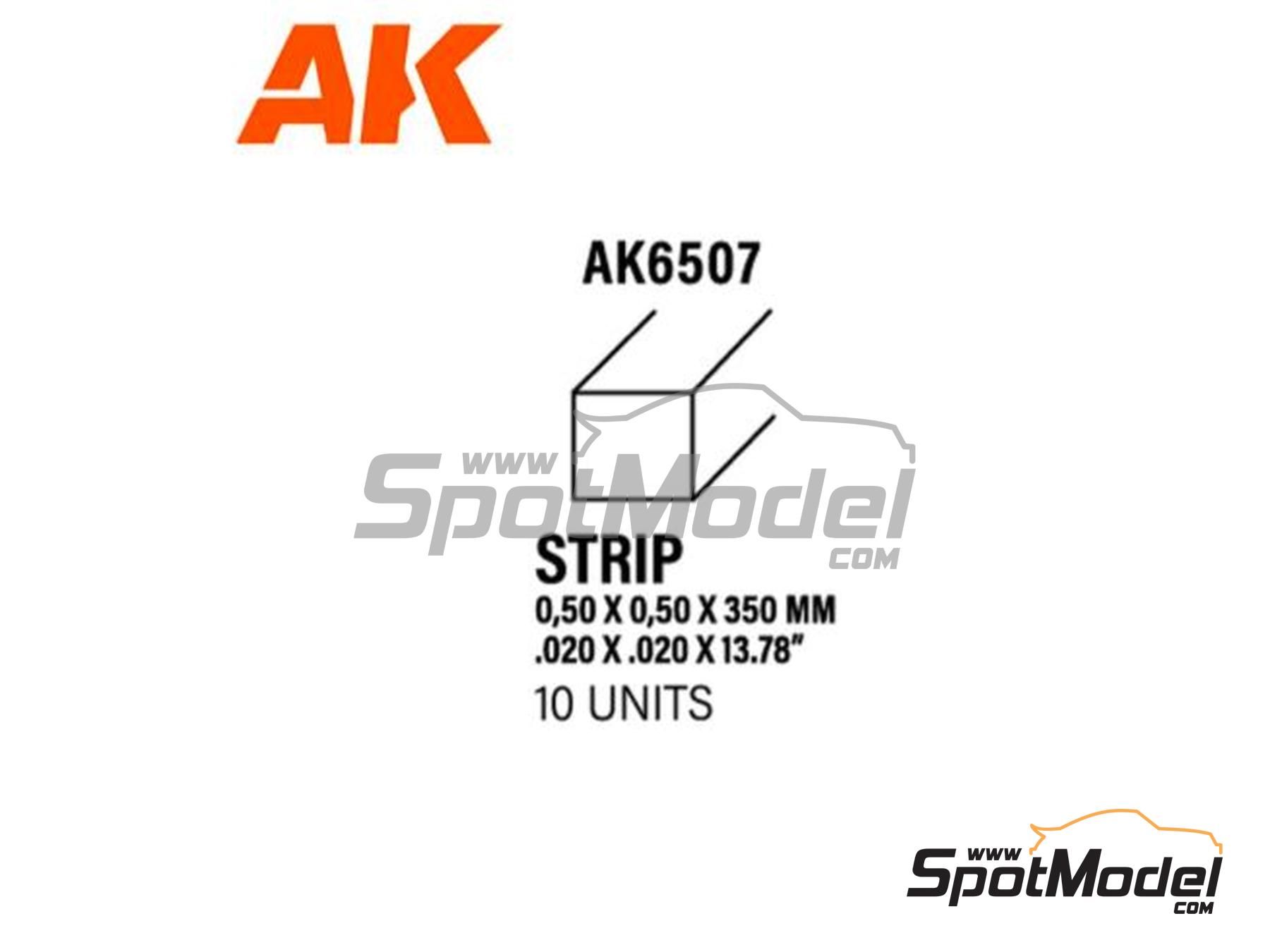 Image 1: Strips 0.50 x 0.50 mm | Plasticard manufactured by AK Interactive (ref. AK6507, also 8435568313019)