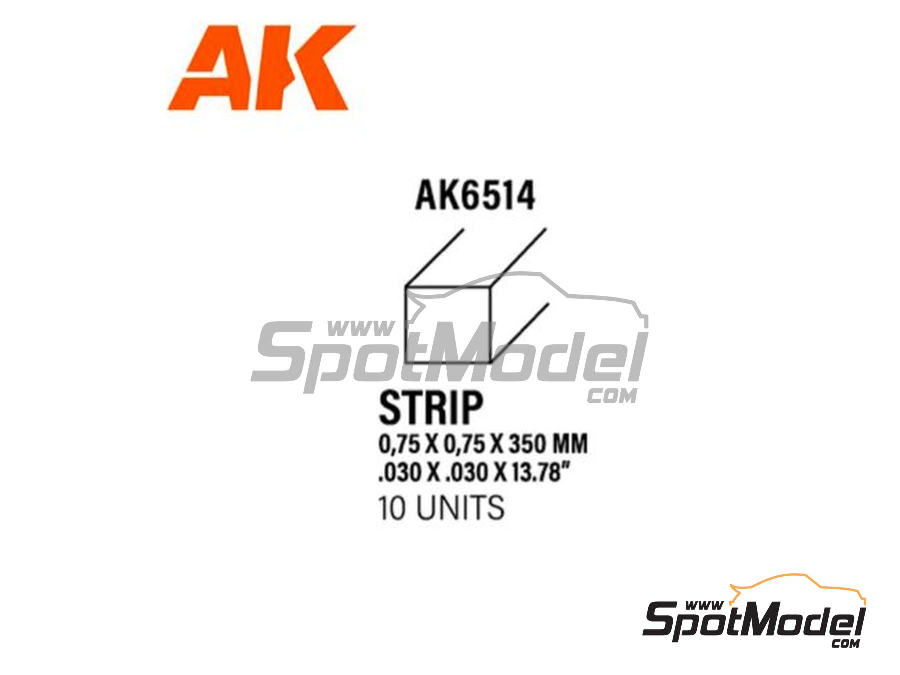 Image 1: Strips 0.75 x 0.75 mm | Plasticard manufactured by AK Interactive (ref.&nbsp;AK6514, also 8435568313088)