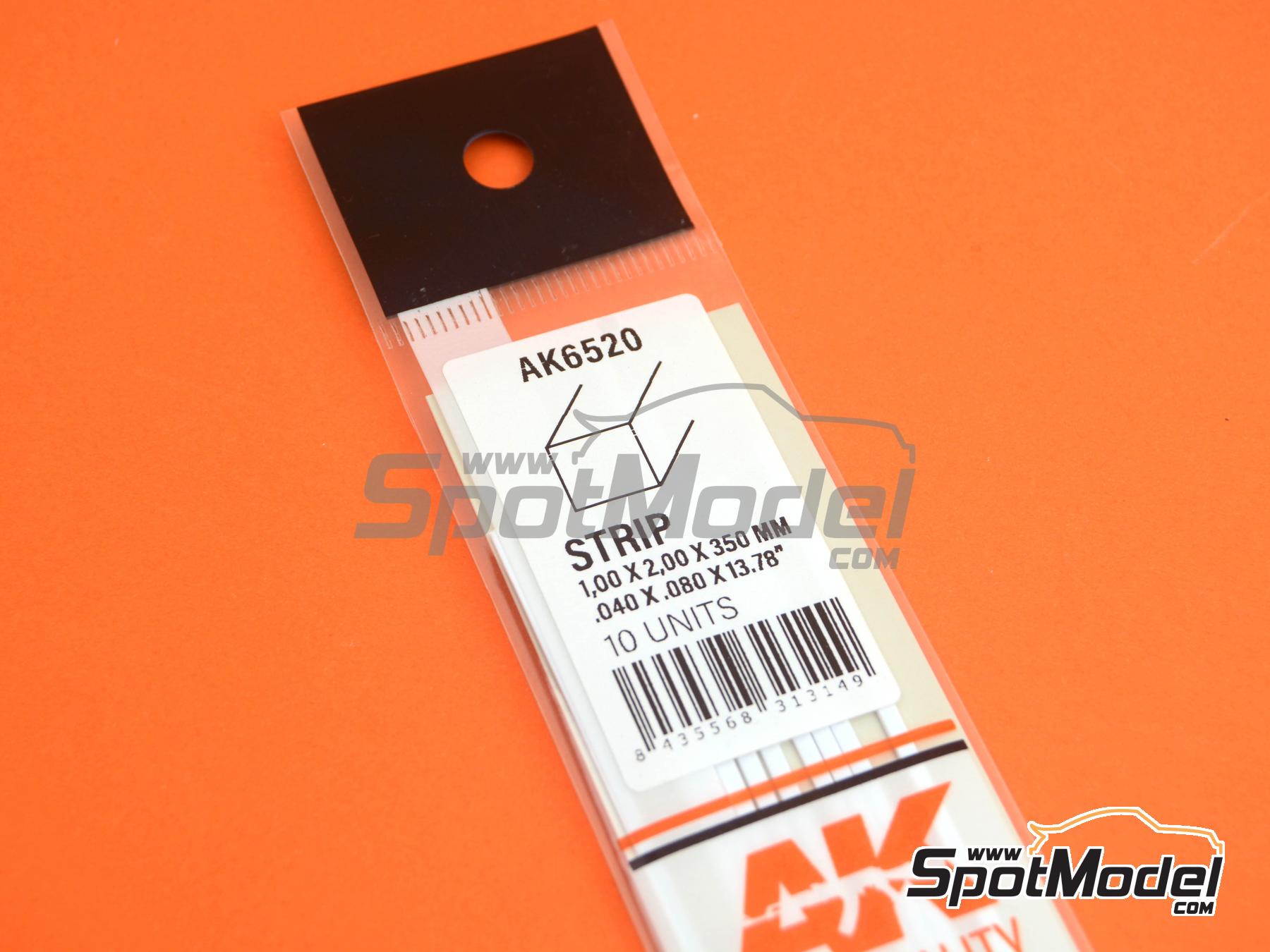 Image 2: Strips 1.00 x 2.00 mm | Plasticard manufactured by AK Interactive (ref.&nbsp;AK6520, also 8435568313149)