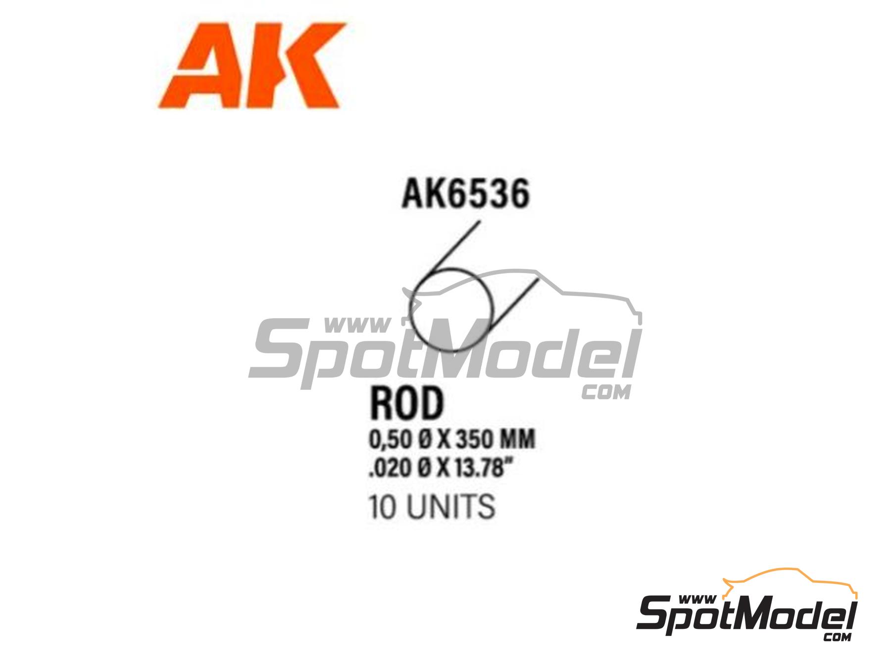 Image 1: Round solid 0.50 mm rod | Plasticard manufactured by AK Interactive (ref.&nbsp;AK6536, also 8435568313309)
