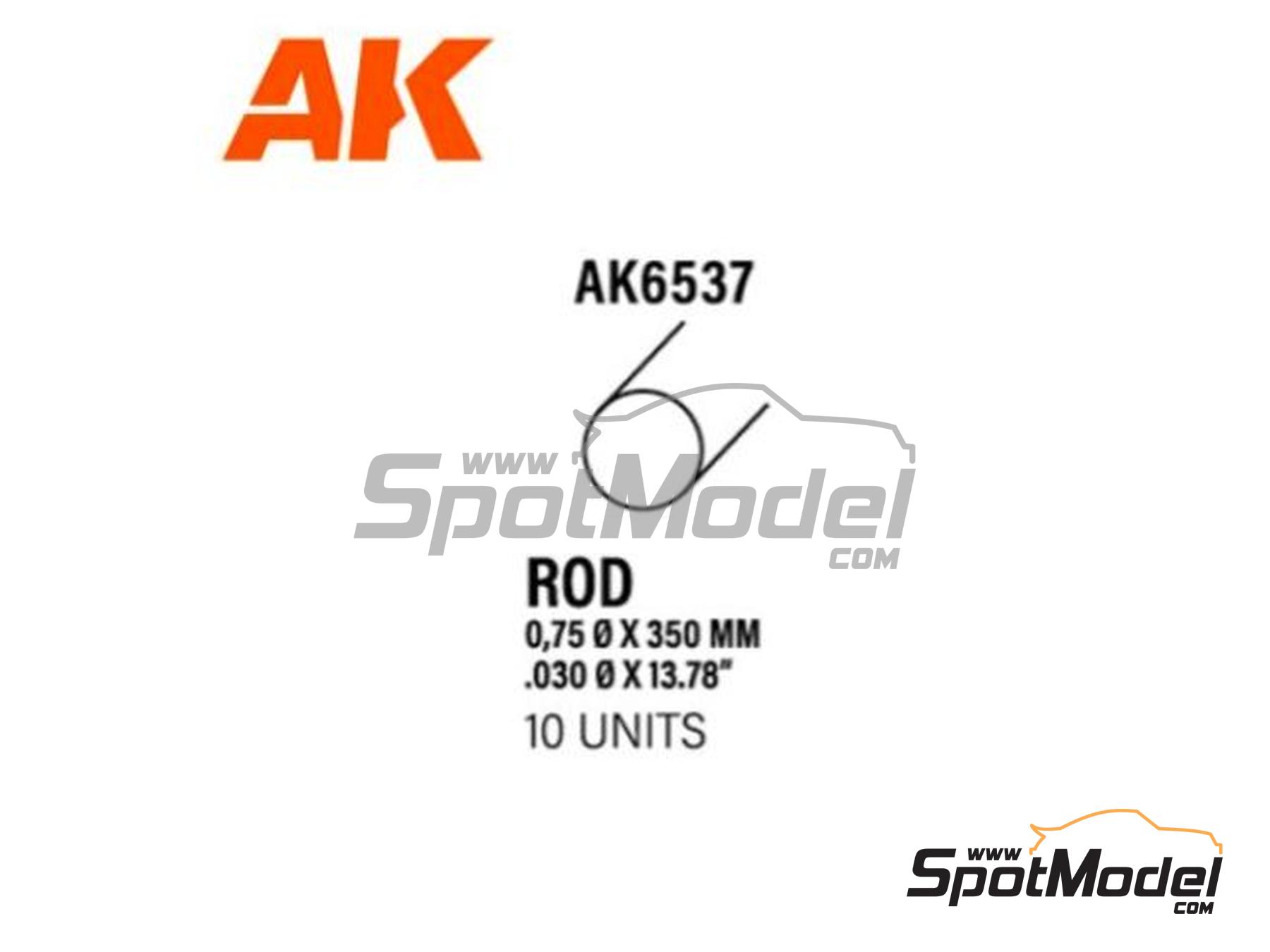 Image 1: Round solid 0.75 mm rod | Plasticard manufactured by AK Interactive (ref.&nbsp;AK6537, also 8435568313316)