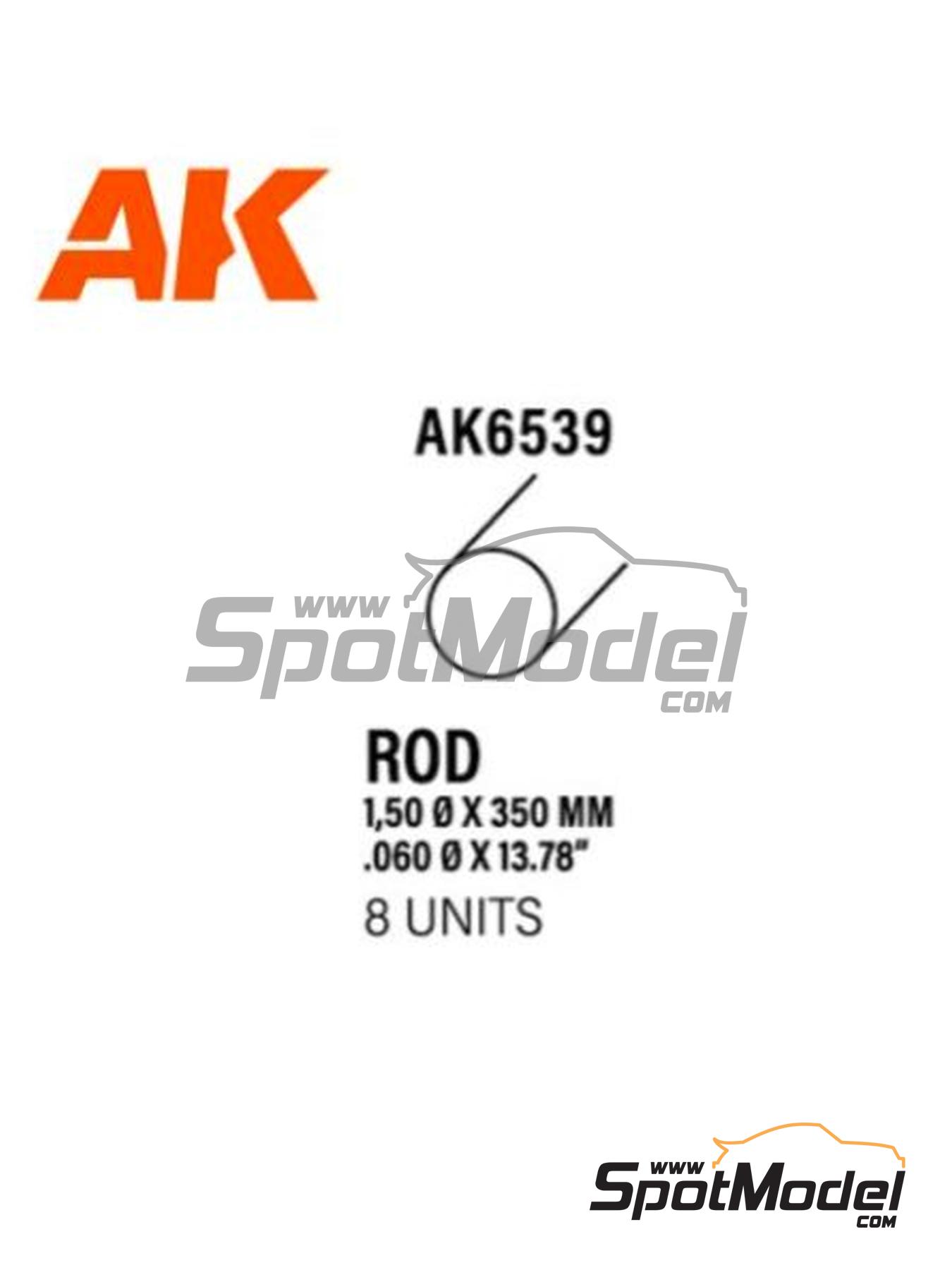 Round solid 1.50 mm rod. Plasticard manufactured by AK Interactive (ref.  AK6539, also 8435568313330)