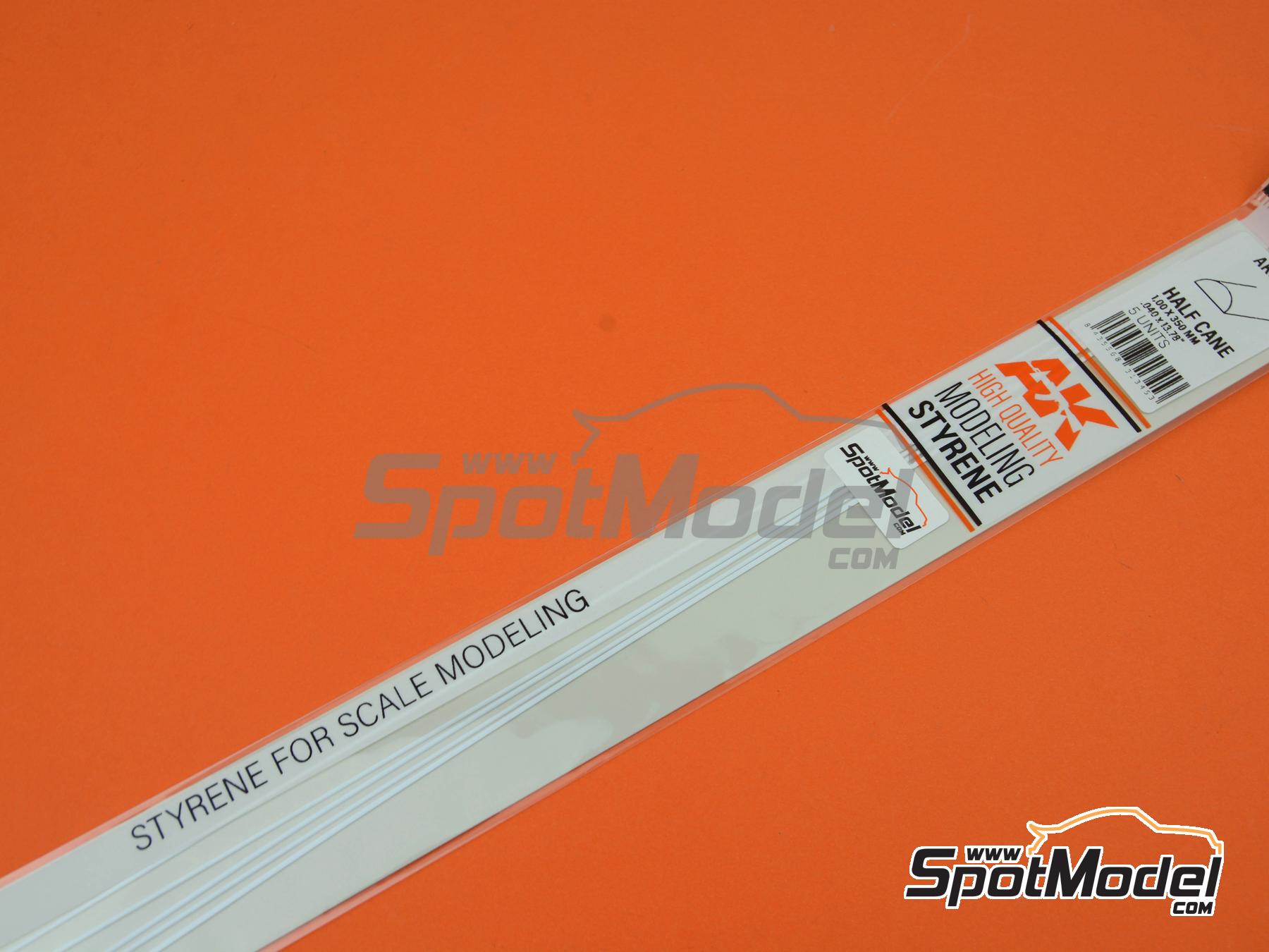 Image 2: Half cane solid rods 1.00 mm | Plasticard manufactured by AK Interactive (ref. AK6551, also 8435568313453)