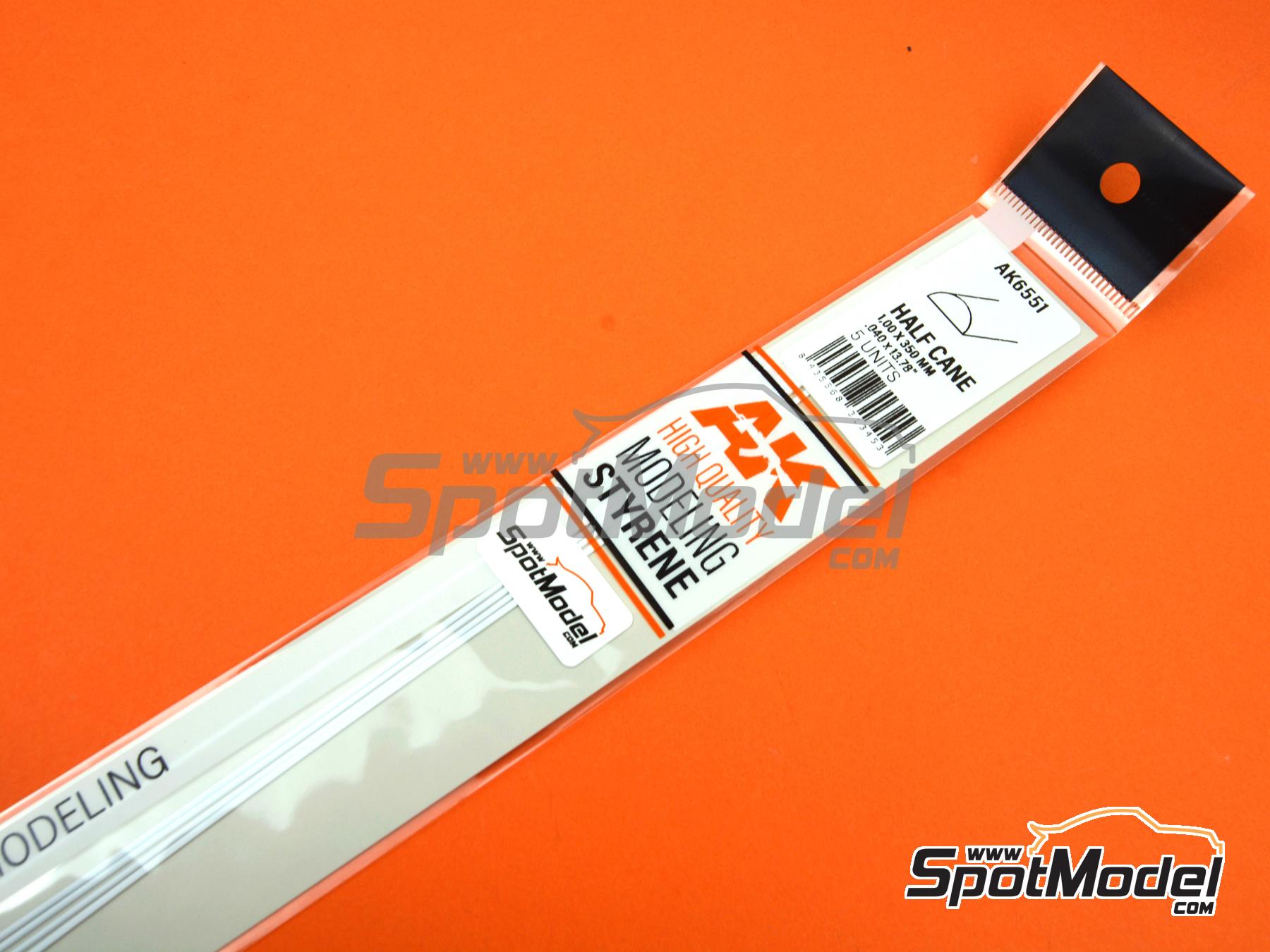 Image 4: Half cane solid rods 1.00 mm | Plasticard manufactured by AK Interactive (ref. AK6551, also 8435568313453)