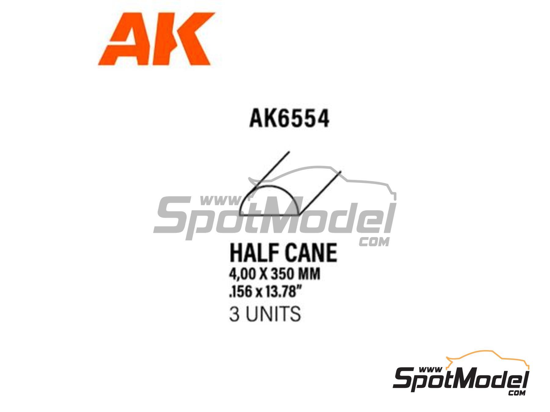 Image 1: Half cane solid rods 4.00 mm | Plasticard manufactured by AK Interactive (ref.&nbsp;AK6554)