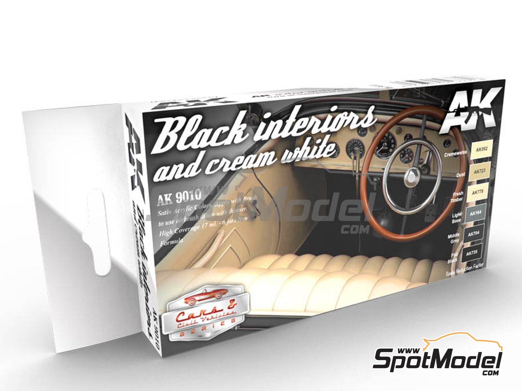 Image 1: Black and cream white interiors - 6 x 17ml | Paints set manufactured by AK Interactive (ref.&nbsp;AK9010)