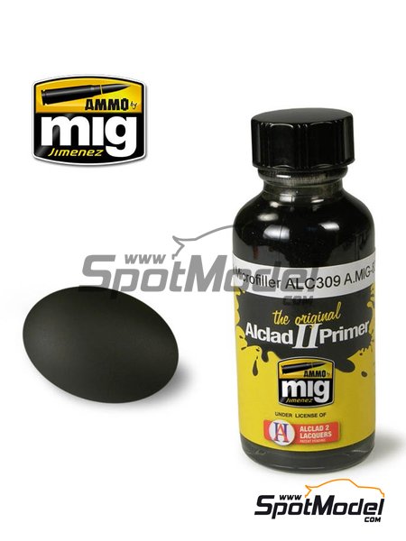 Black microfiller primer ALC309 - 1 x 30ml | Primer manufactured by AMMO of Mig Jimenez (ref.&nbsp;A.MIG-8211, also AMIG8211 and ALC309) image