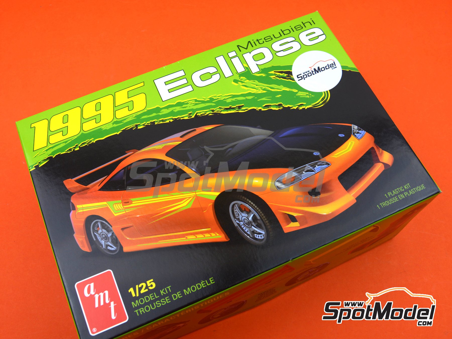 Mitsubishi Eclipse - 1995. Car scale model kit in 1/25 scale manufactured  by AMT (ref. AMT1089, also 0849398021842 and 1089)