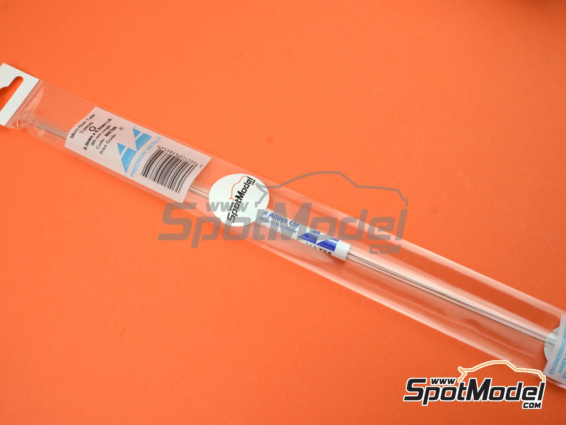 Image 1: Tubo de aluminio de 0,5 mm x 0,3 mm x 250 mm | Material fabricado por Albion Alloys (ref.&nbsp;MAT05, tambien 5060102458654)