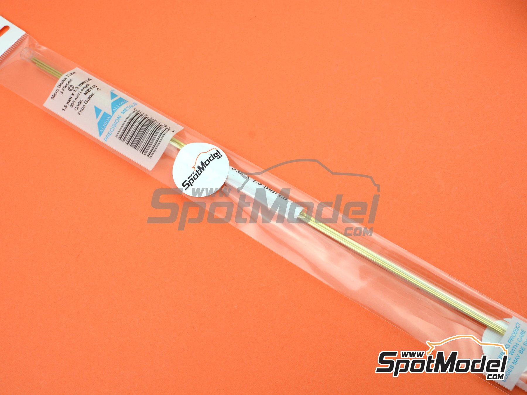 Image 1: Brass tube 1,5 mm x 1,3 mm x 250 mm | Material manufactured by Albion Alloys (ref.&nbsp;MBT15, also 5060102458456)