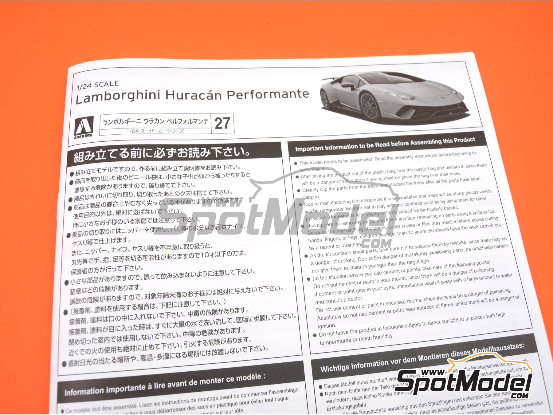 Maquette Academy 1/24 Lamborghini Huracan Performante - Kit Plastique 15138