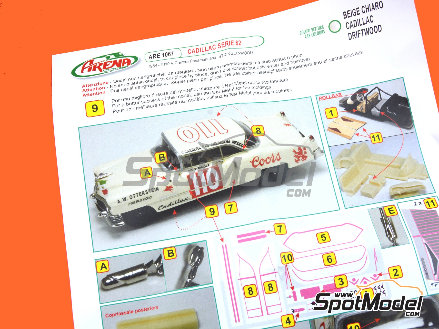 Image 2: Cadillac Serie 62 sponsored by Coors - Carrera Panamericana 1954 | Car scale model kit in 1/43 scale manufactured by Arena Modelli (ref.&nbsp;ARE1067)