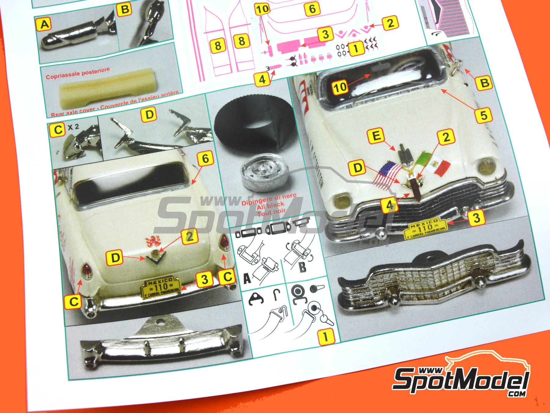 Image 3: Cadillac Serie 62 sponsored by Coors - Carrera Panamericana 1954 | Car scale model kit in 1/43 scale manufactured by Arena Modelli (ref.&nbsp;ARE1067)