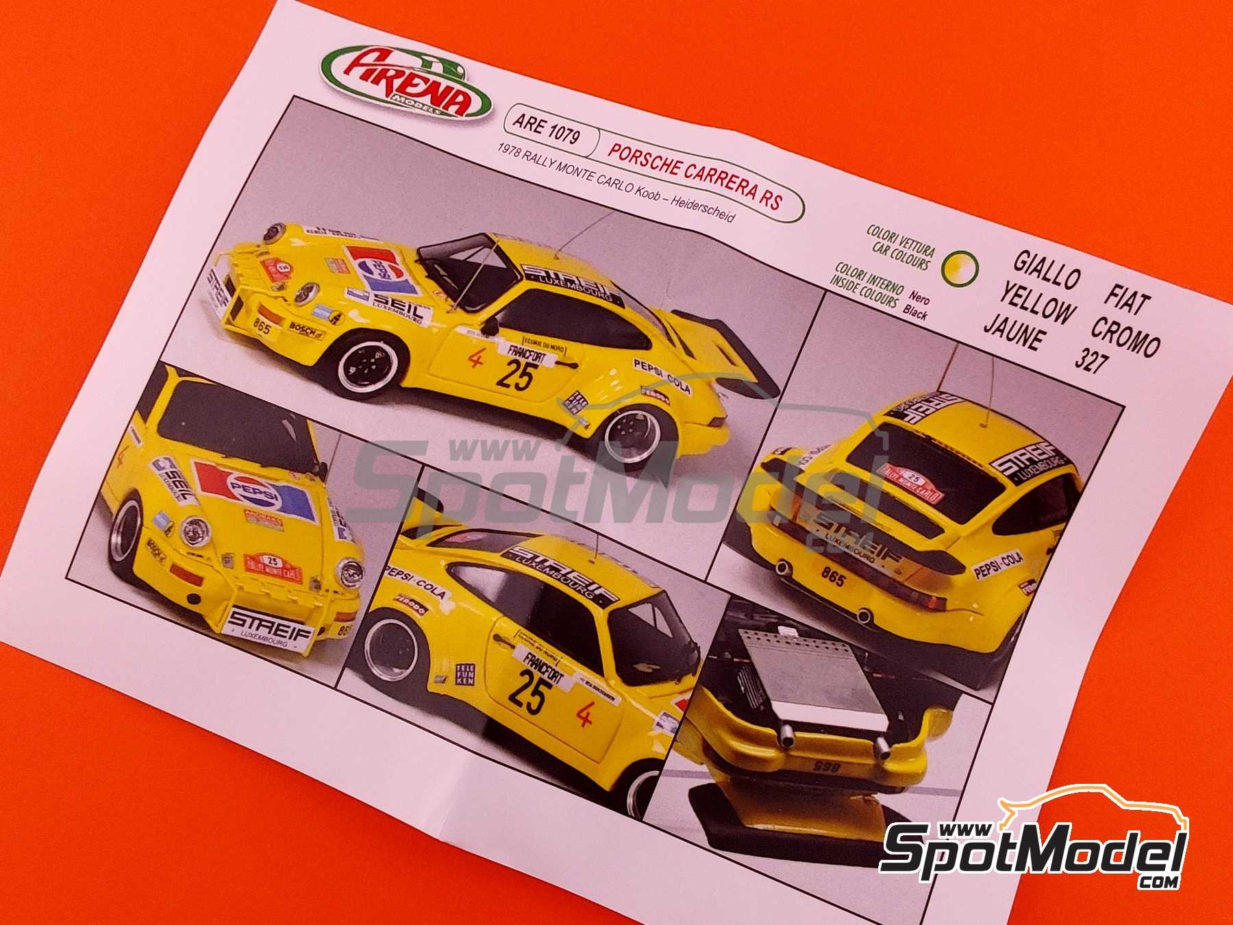 Image 18: Porsche 911 Carrera RS 3.0 sponsored by Pepsi - Monte Carlo Rally - Rallye Automobile de Monte-Carlo 1978 | Car scale model kit in 1/43 scale manufactured by Arena Modelli (ref.&nbsp;ARE1079)
