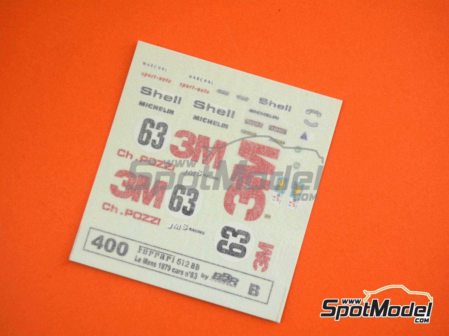 Image 9: Ferrari 512BB LM CH. Pozzi - JMS Racing Team sponsored by 3M - 24 Hours Le Mans 1979 | Car scale model kit in 1/43 scale manufactured by Arena Modelli (ref.&nbsp;ARE1399)